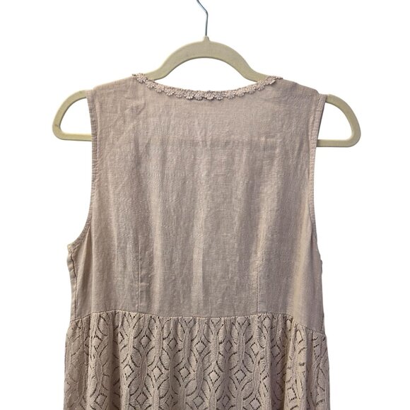 Valentina Naldi Linen Blen Lace Embellished Sleeveless Duster One Size - Picture 5 of 7